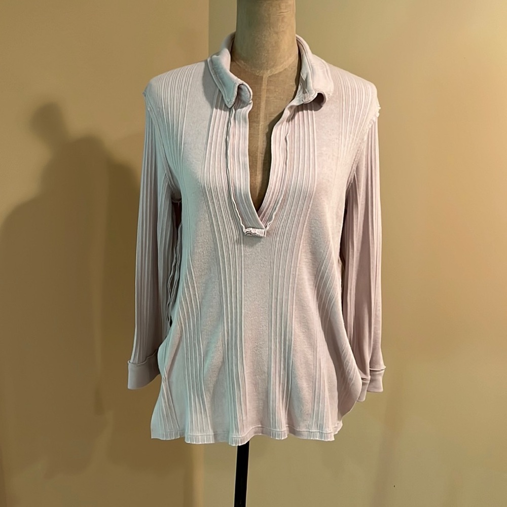 Free People V Neck Collared Top